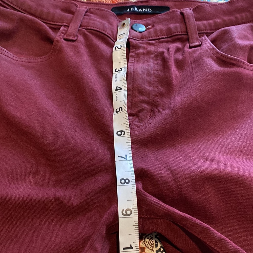 J brand burgundy stretchy jeans with ankle slits - Picture 4 of 6